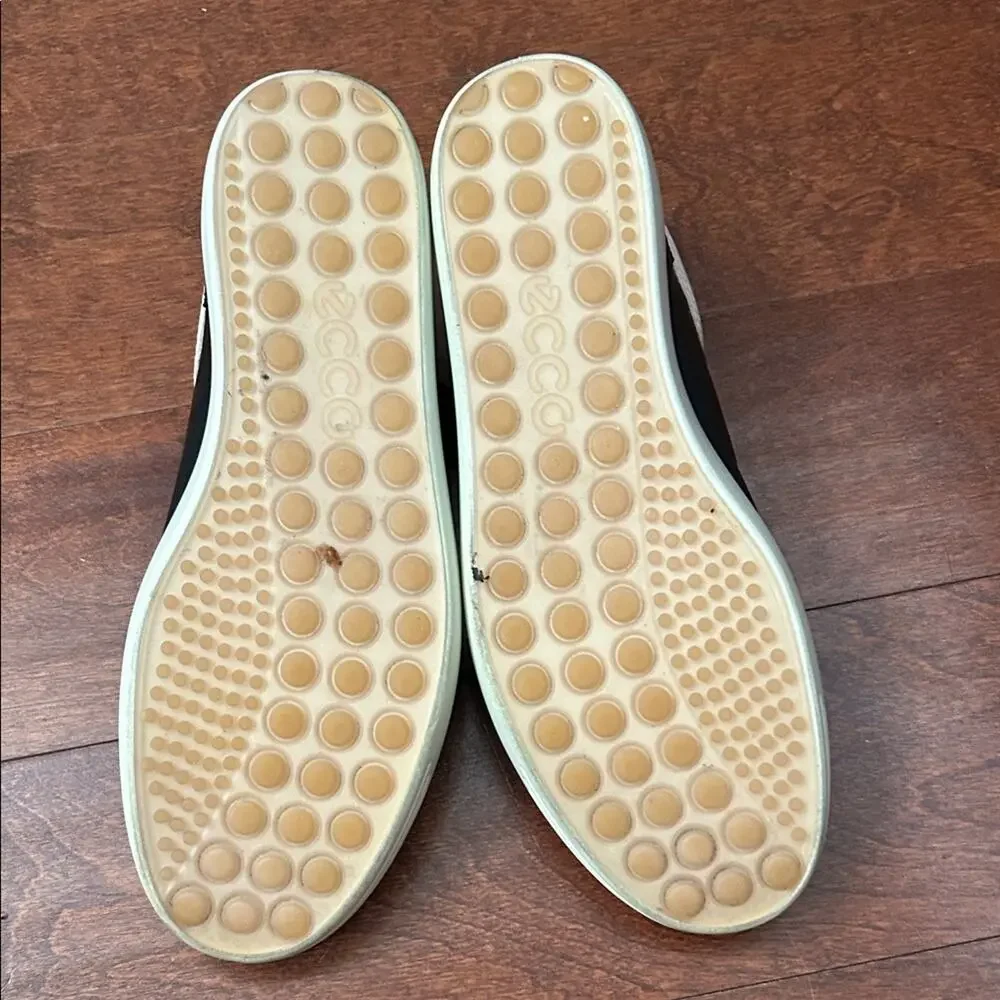 Ecco Women’s Soft 7 Sneaker in Butter Soft Black and Pink Leather, Size 10